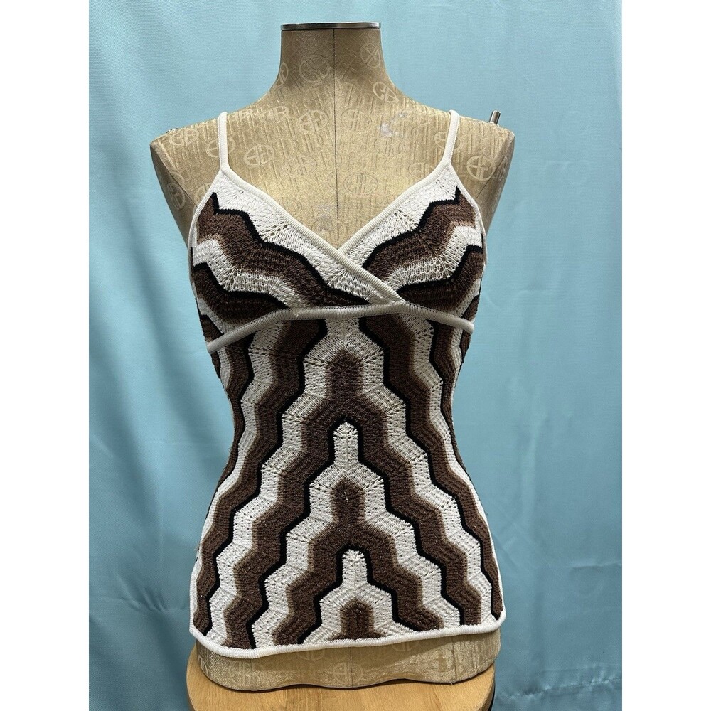 Bebe Vintage Y2K women size XS cami rayon nylon strap stretchy brown beige top